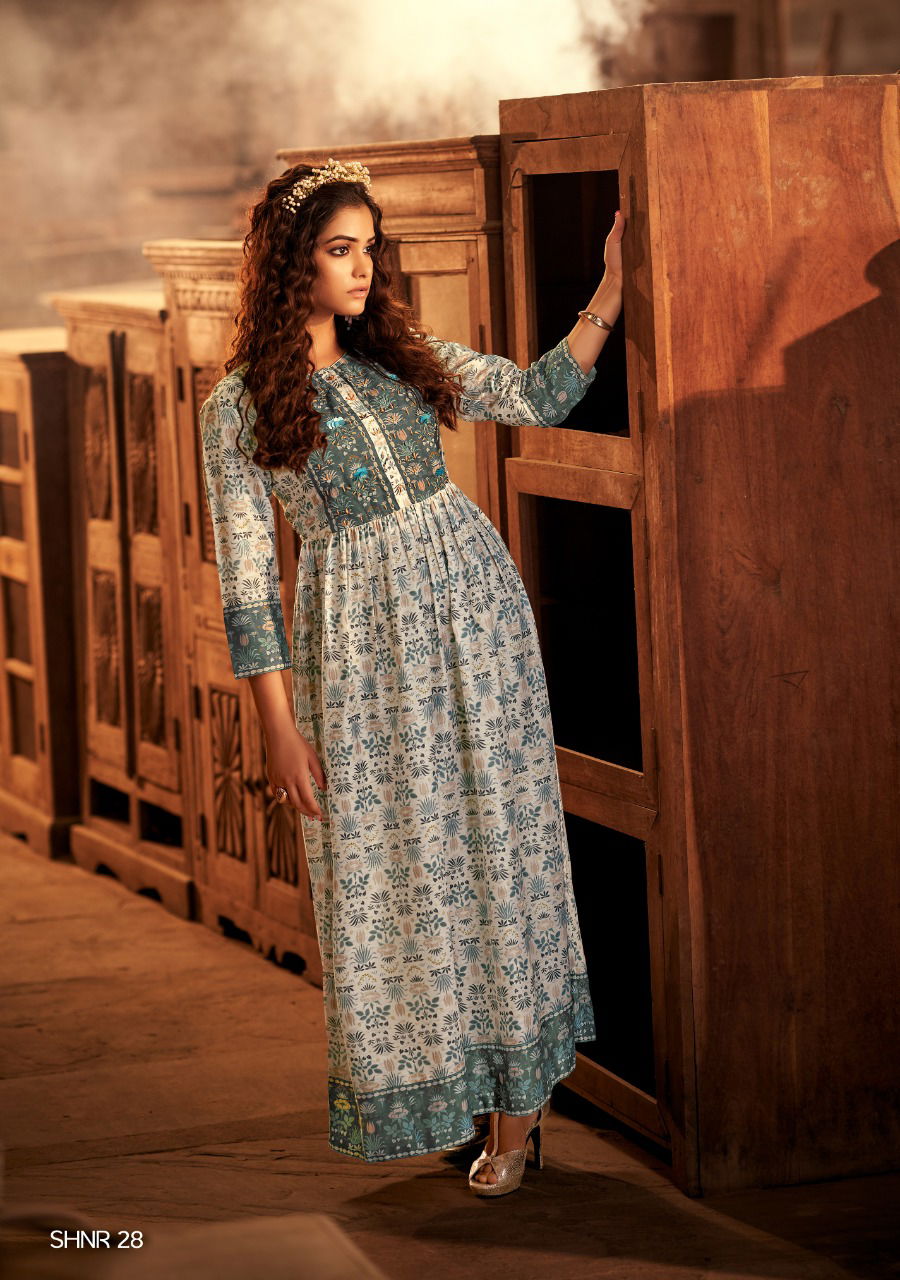 Shichi Noor Collection Exclusive Festive Wear Digital Print Anarkali Kurti Collection